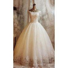 Lace Appliqued Strapless Puffy Wedding Dress Pompon Dress Ladies Wedding Dress